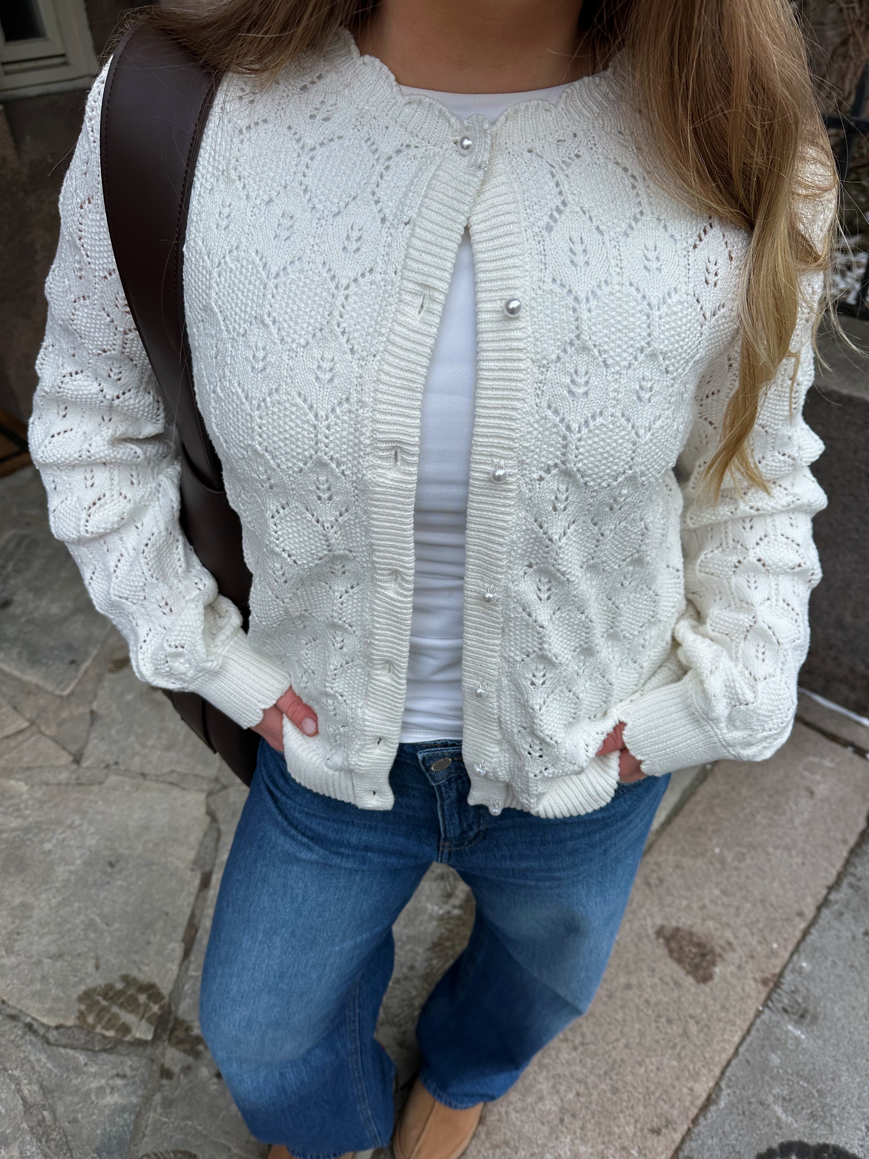 VILOWEN Knit Cardigan - Cloud Dancer